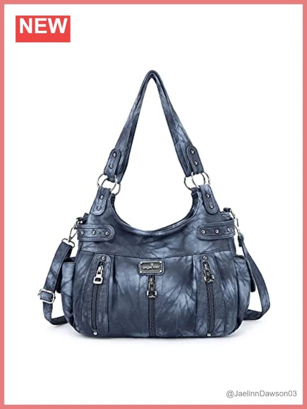 Washed Faux Leather Hobo Satchel Handbag Crossbody 3 Ways to Carry